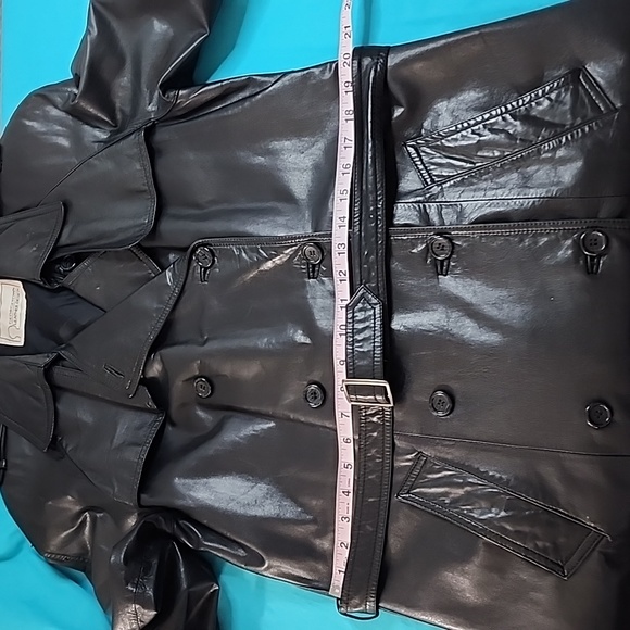 EUC Georgetown Leather Design Vintage Collared Belt Trenchcoat Size 9/10 - Picture 12 of 16